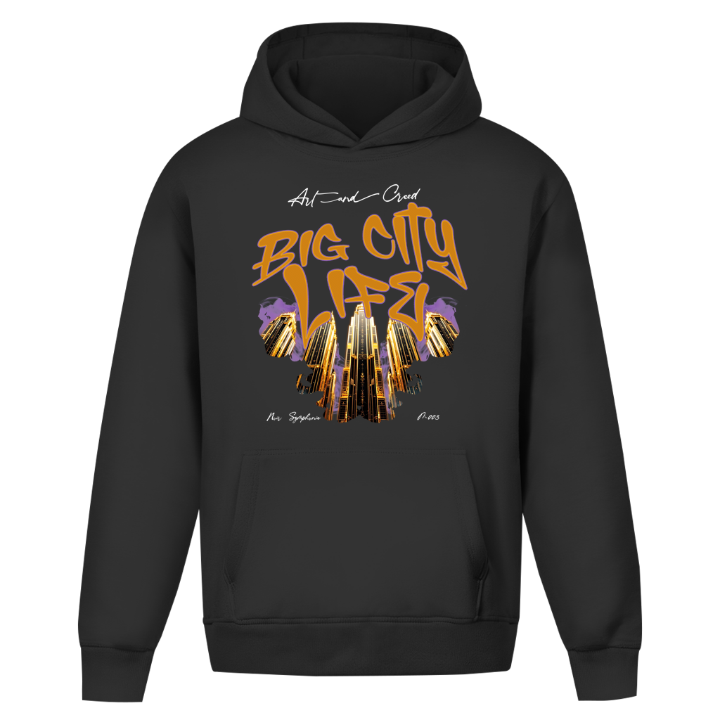 Oversize Hoodie Ohne Kordel Noir Symphonie - M003 - Big City Life