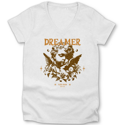 Damen Premium Bio V-Neck T-Shirt Pastel Bloom - M002 - Dreamer 2