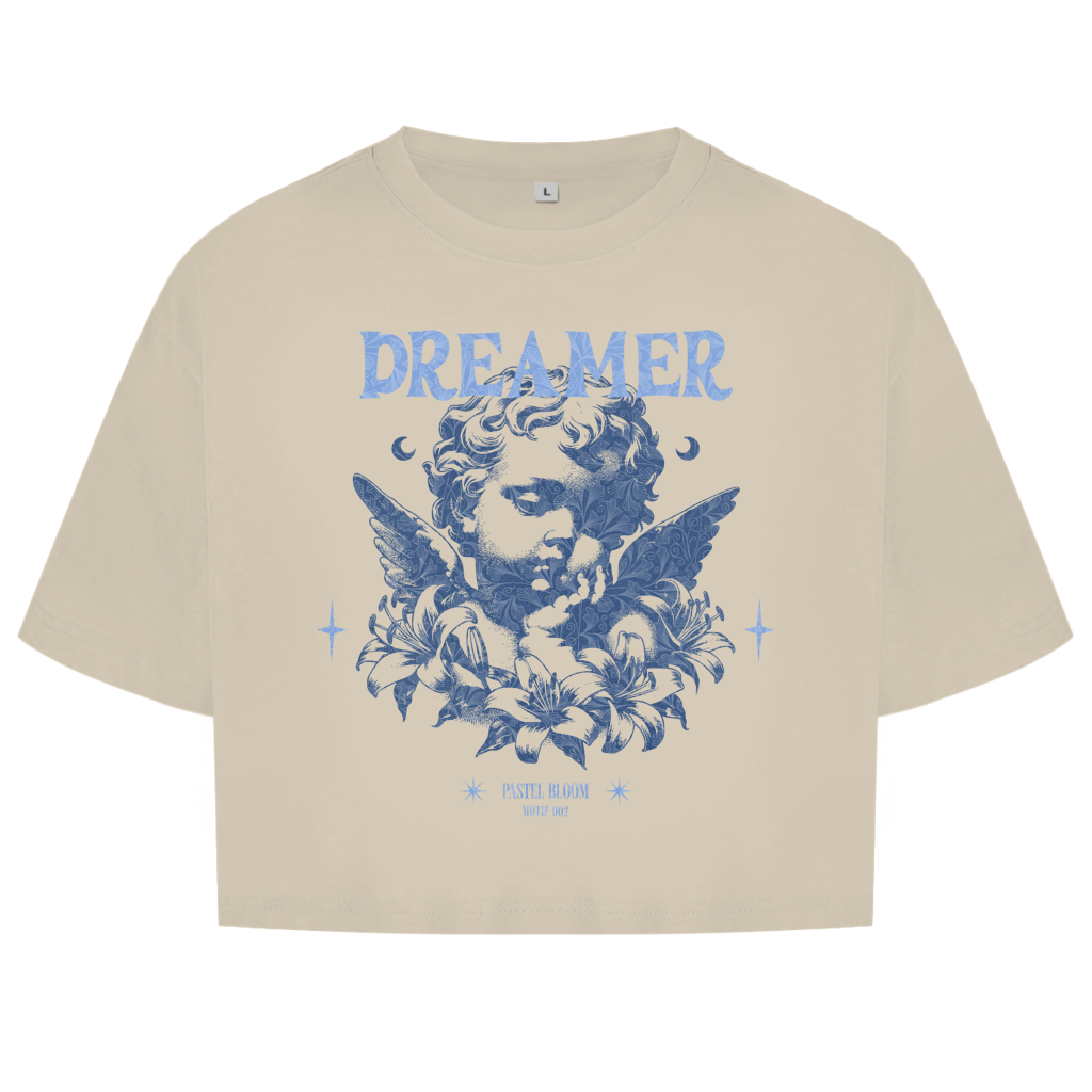 Damen Oversize Crop Top Pastel Bloom - M002 - Dreamer