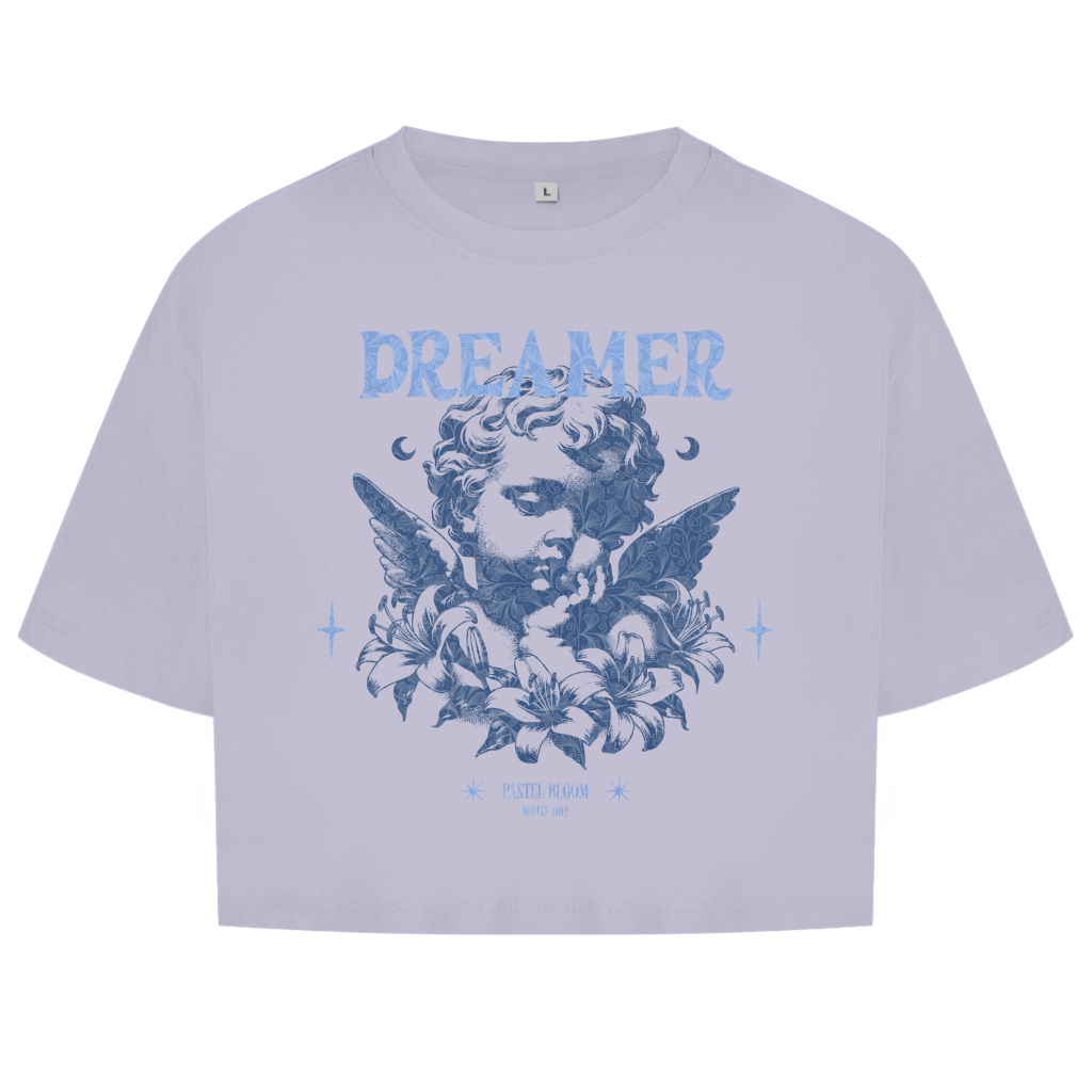 Damen Oversize Crop Top Pastel Bloom - M002 - Dreamer