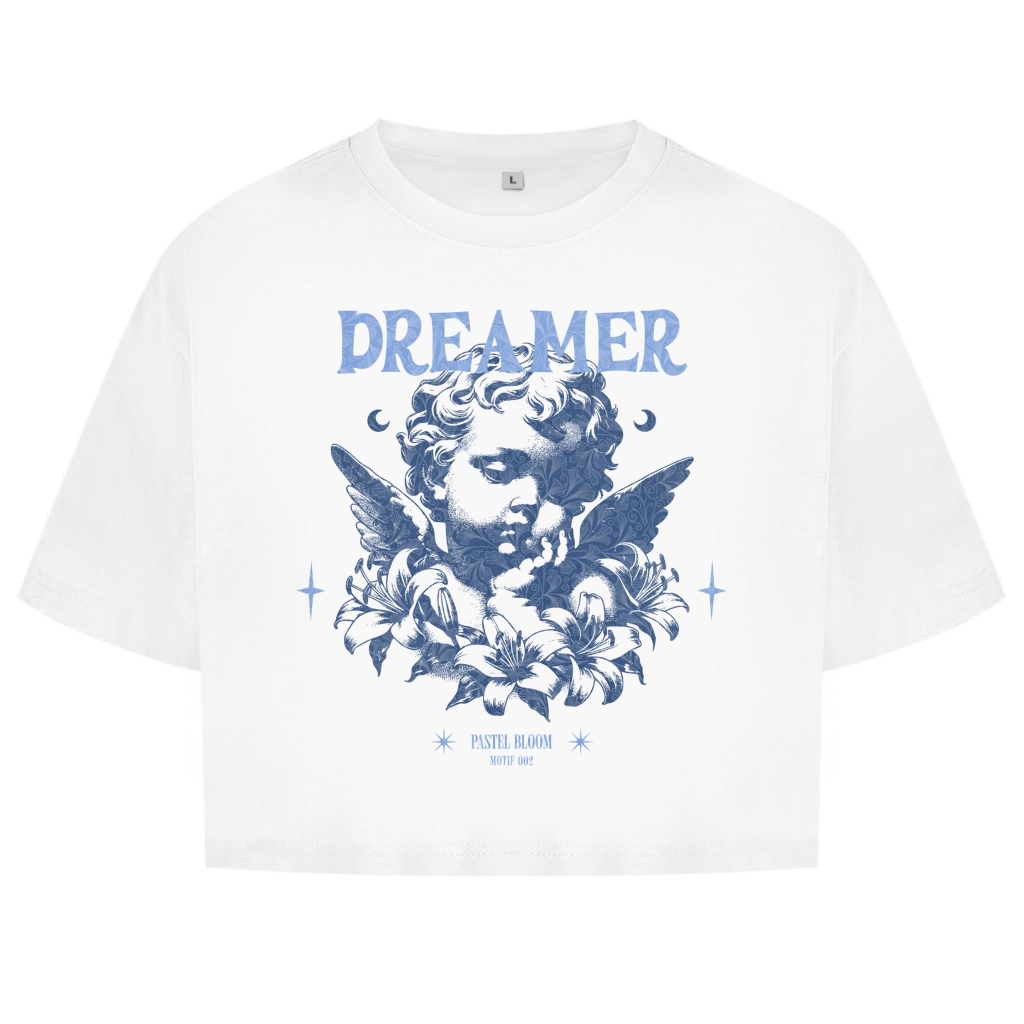 Damen Oversize Crop Top Pastel Bloom - M002 - Dreamer