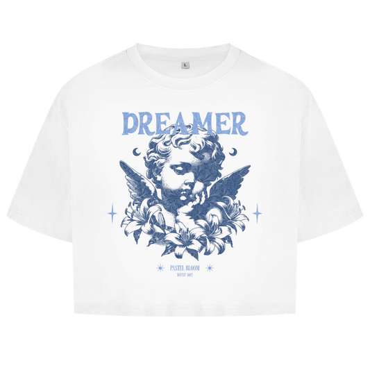 Damen Oversize Crop Top Pastel Bloom - M002 - Dreamer